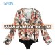 High Quality Stain Long Sleeve Floral Ladies Bodysuit Blouse