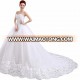 Strapless design gorgeous white bridal dress french lace wedding dress