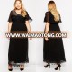 Wholesale big size black evening dress for fat women with sheer panels